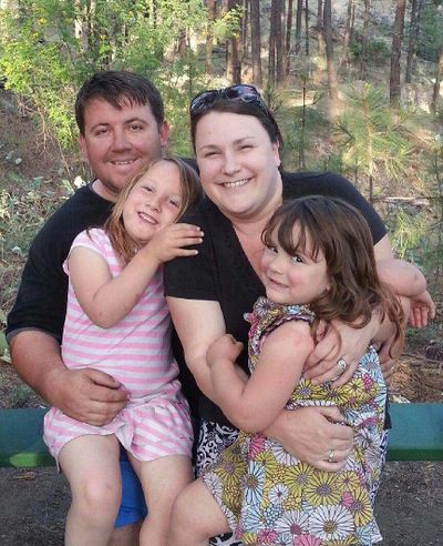 Mike Baroni and his two daughters, Madilyn, 8, left, and Molly, 6, with Meghan Baroni.