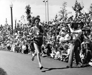 Don Kardong approaches the finish in Riverfront Park during Bloomsday 1978.  PHOTO ARCHIVE The Spokesman-Review (Photo Archive / The Spokesman-Review)