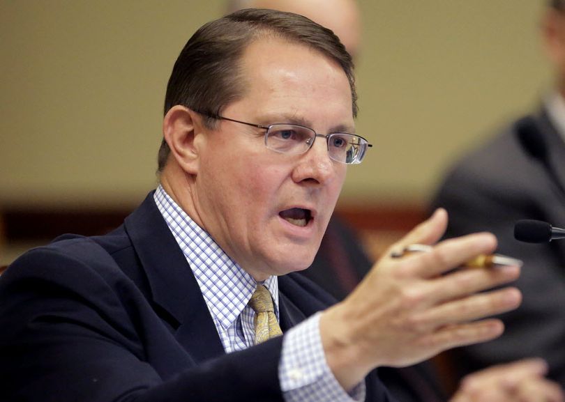 This June 18, 2014, file photo, Utah Republican state Rep. Ken Ivory speaks during a hearing at the Utah State Capitol, in Salt Lake City. The Campaign for Accountability group has asked three state attorneys generals Monday, June 1, 2015, to investigate the Utah lawmaker who has led a push for western states to take control of federal public lands. (Associated Press)