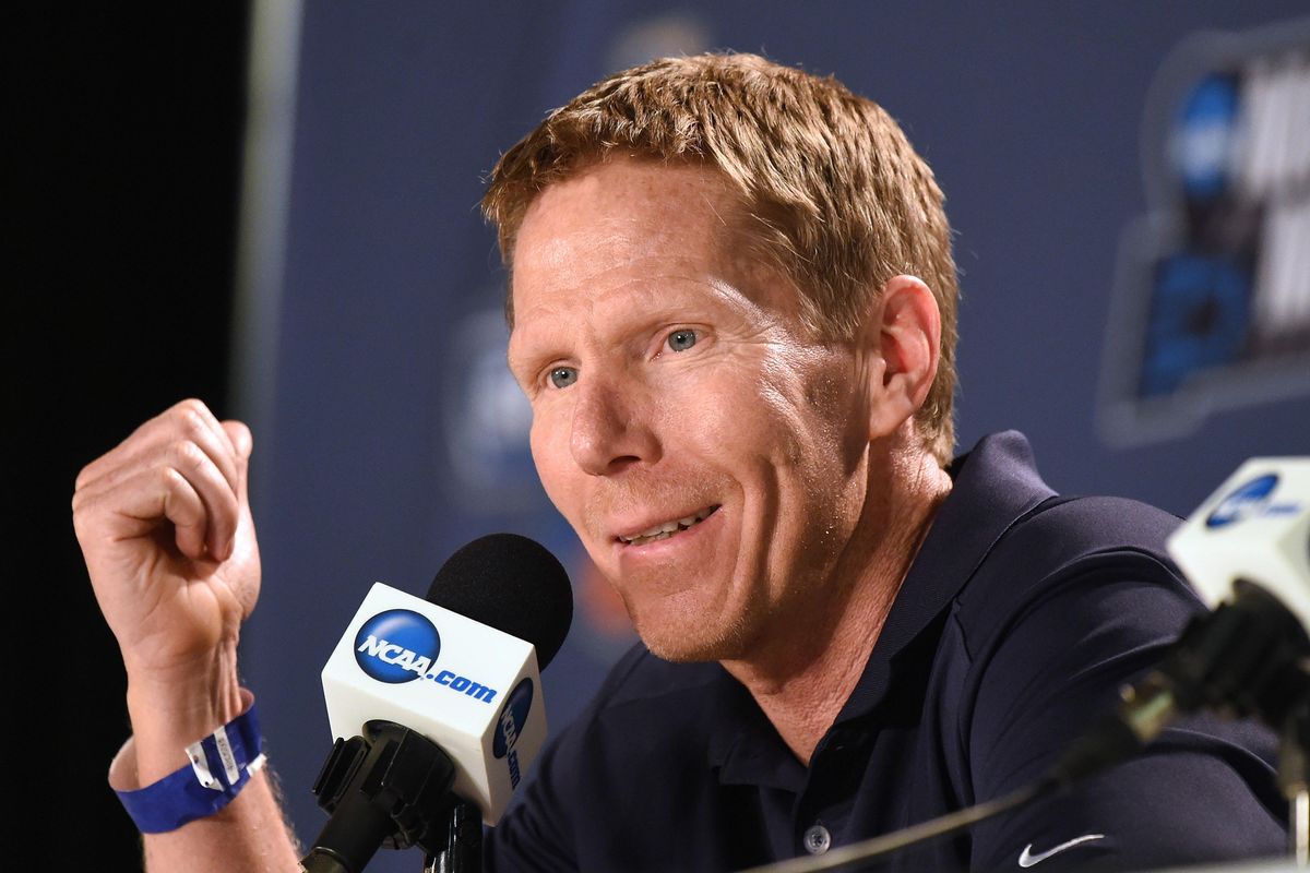 Gonzaga head coach Mark Few speaks to the media, Friday. March 17, 2017, about the Bulldogs’ upcoming game against Northwestern. (Colin Mulvany / The Spokesman-Review)