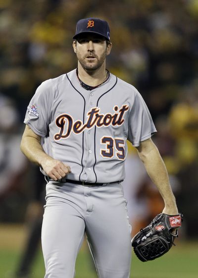 Tigers’ Justin Verlander dominated the A’s again in the postseason. (Associated Press)