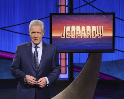 This image released by Jeopardy! shows Alex Trebek, host of the game show 