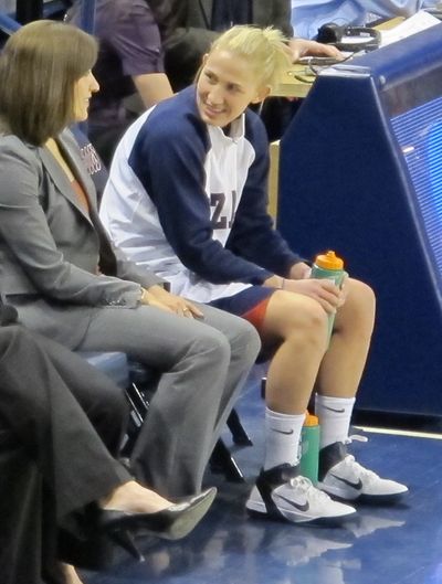 Courtney Vandersloot waits for the last game of the 2010-2011 season to begin. (Cheryl-Anne Millsap / Photo by Cheryl-Anne Millsap)