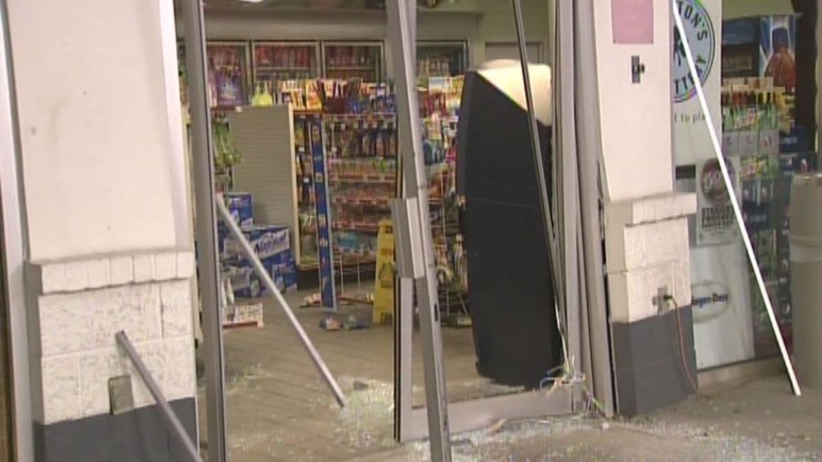 Burglars broke the front doors of a North Side convenience store about 4 a.m. Oct. 21 in their attempt to steal an ATM. Two men wearing masks used a white Infinity QX to break into the A-1 Gas & Grocery, 9914 N. Wall St. (KHQ)