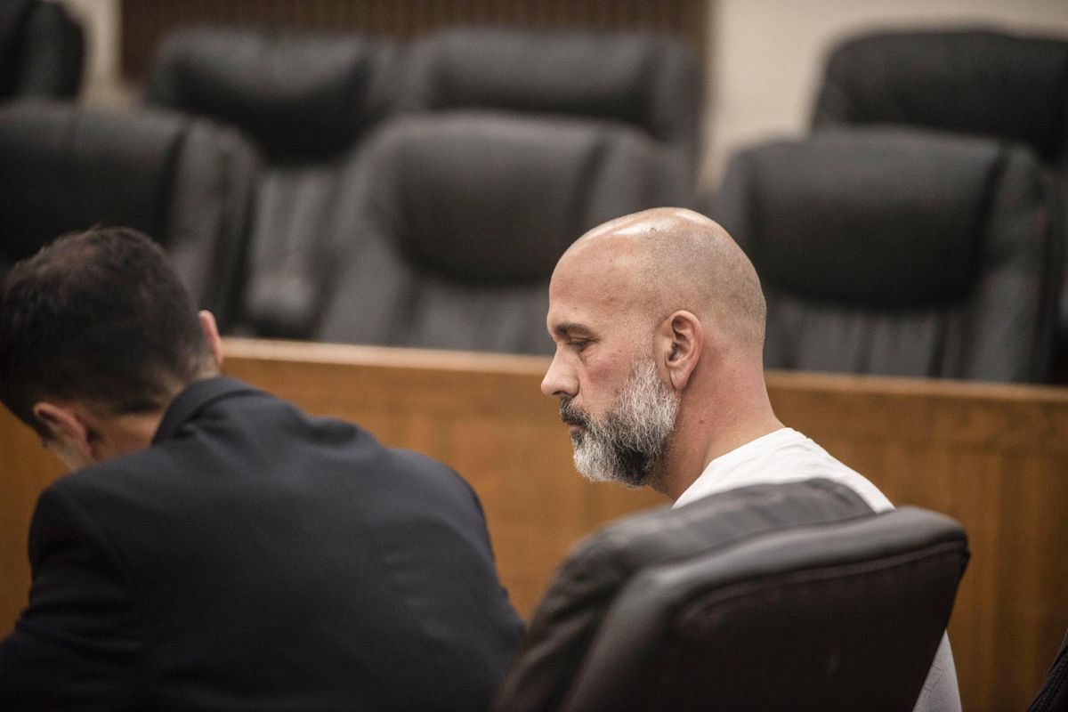 Dan Hargraves, a Pullman Police Department sergeant, attends a first appearance hearing after being charged with custodial sexual misconduct Tuesday, Oct. 30, 2018, at the Whitman County Courthouse in Colfax. (Luke Hollister)