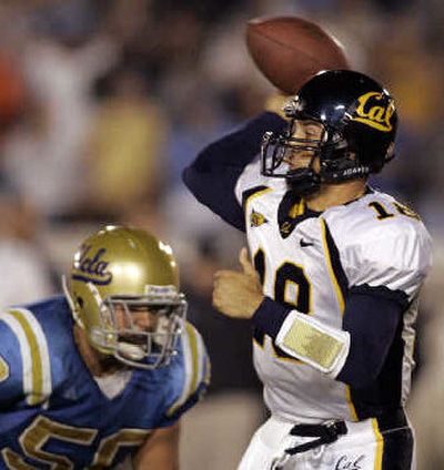 
California quarterback Joseph Ayoob has struggled at times this season.
 (Associated Press / The Spokesman-Review)