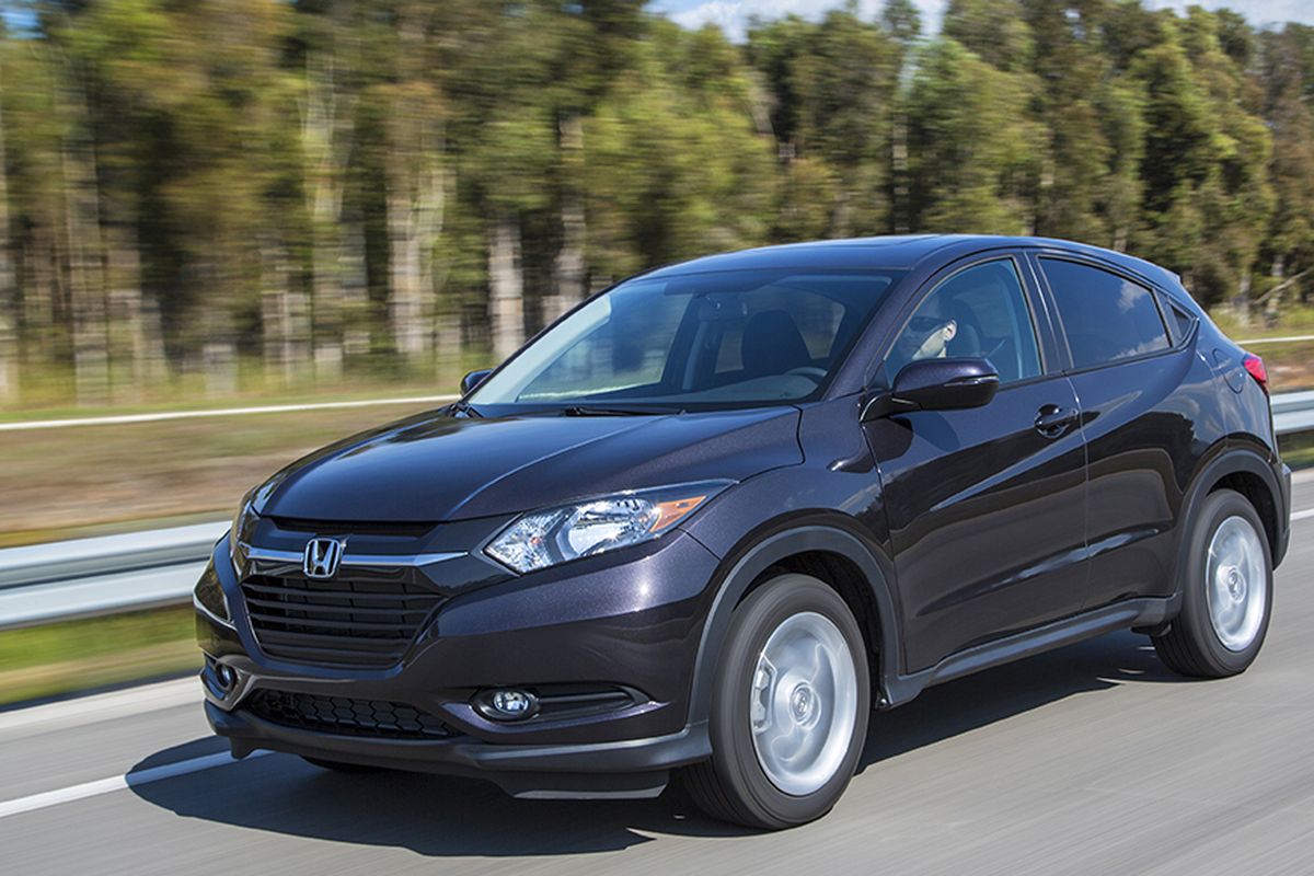 The pint-sized, four-passenger HR-V packages traditional Honda virtues -- rock-solid body structure; firm-but-compliant ride; quiet, comfortable cabin — into a small, efficient footprint. (Honda)