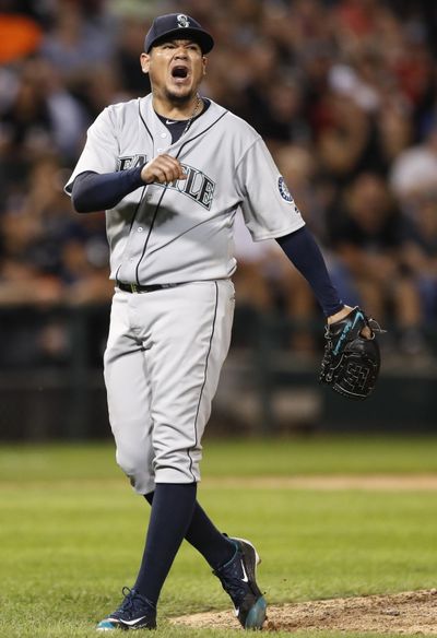 Seattle’s Felix Hernandez improved to 5-0 since returning from the disabled list. (Kamil Krzaczynski / Associated Press)