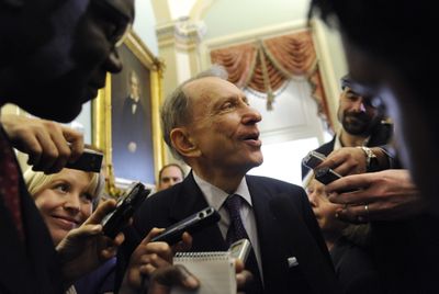 Republican-turned-Democrat Sen. Arlen Specter, D-Pa., speaks to reporters on Capitol Hill in Washington Tuesday. (Associated Press / The Spokesman-Review)