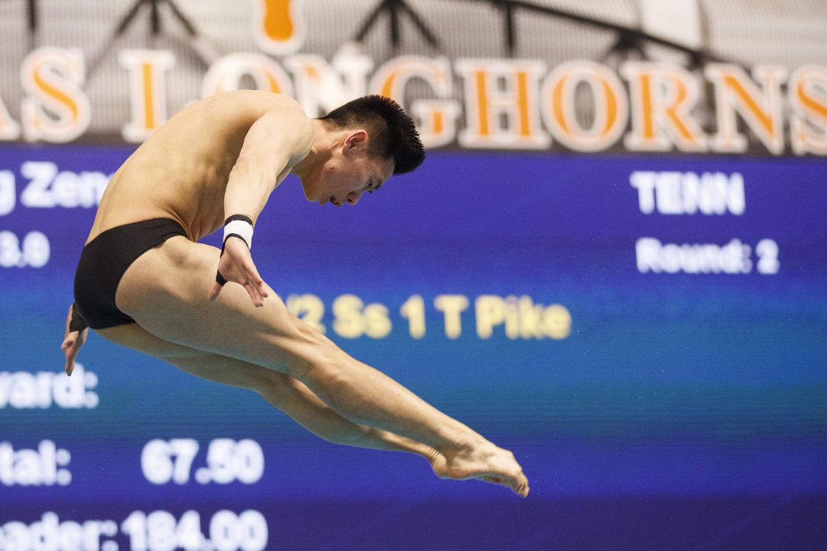 Colin Zeng of the Tennessee Volunteers competes during the  third day of the 2019 NCAA Division I Men’s Swimming and Diving Championships at the Lee and Joe Jamail Texas Swimming Center in Austin, Texas. (John Golliher/Tennessee Athletics / John Golliher/Tennessee Athletics)