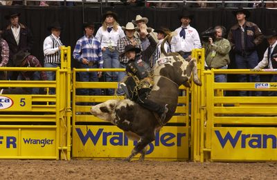 Zack Oakes is in seventh place in the national rodeo standings.  Photo courtesy of Jim Bainbridge (Photo courtesy of Jim Bainbridge / The Spokesman-Review)