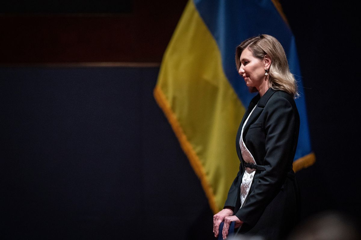 Ukrainian first lady Olena Zelenska prepares to address members of Congress at the Capitol in Washington, D.C., on Wednesday (Jabin Botsford/The Washington Post)