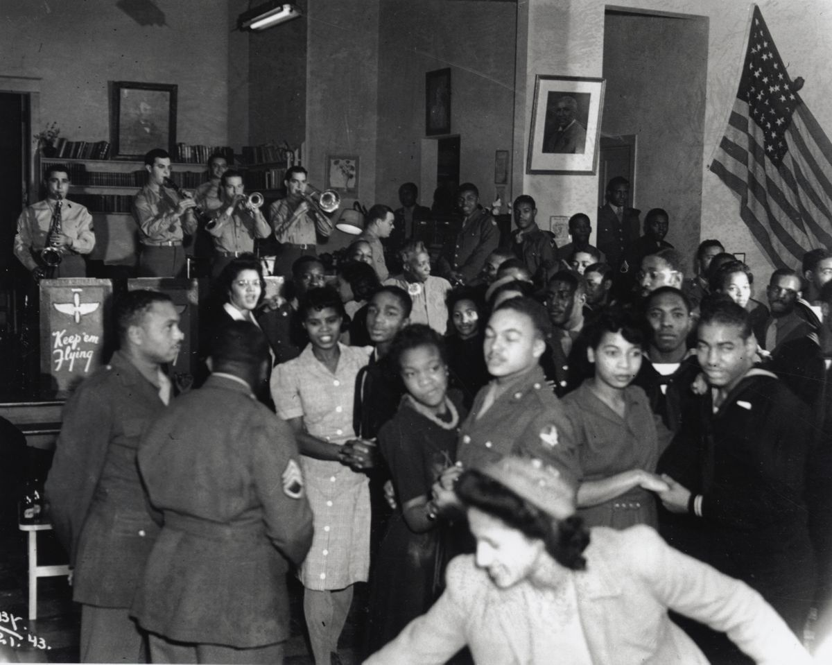 Eastern Washington Historical Society/Northwest Museum of Arts and Culture Guests dance to live music during the first year of the Carver USO in 1943. (Eastern Washington Historical Society/Northwest Museum of Arts and Culture / The Spokesman-Review)