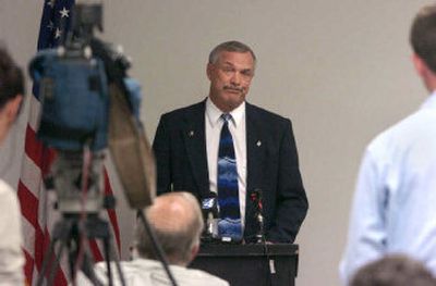 
Spokane County Prosecuting Attorney Steve Tucker answers questions during a press conference at the Broadway Center Building in Spokane about his decision to postpone any charging desision in the Otto Zehm case.
 (Dan Pelle / The Spokesman-Review)