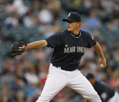 Seattle Mariners' pitcher Luke French throws in the first inning against the Cleveland Indians during a baseball game, on Friday Sept. 3, 2010, in Seattle. (Kevin Casey / Associated Press)