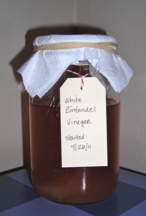 Beginning a batch of homemade vinegar is a great way to use up leftover wine. (Maggie Bullock)