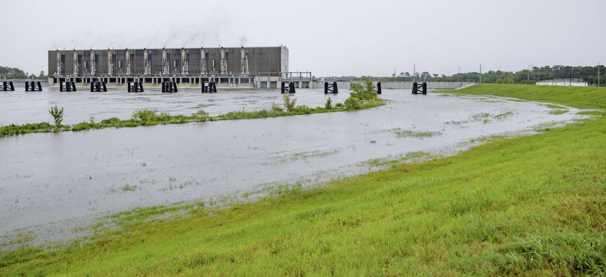 The Gulf Intracoastal Waterway West Closure Complex in Belle Chasse, La., is photographed in 2019. It is the largest pumping station in the world and is part of the Southeast Louisiana Flood Protection Authority-West and the West Jefferson (Parish) and Algiers Levee District.  (Matthew Hinton)