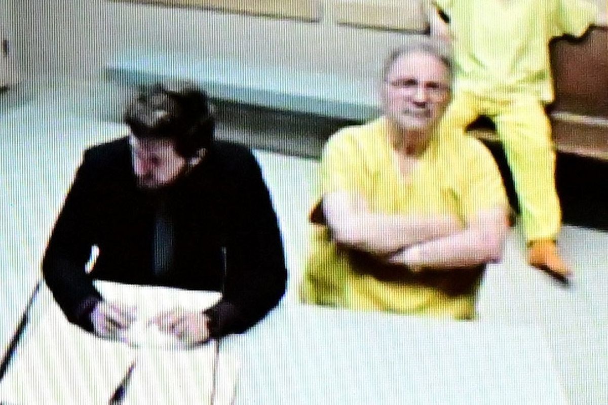 Steve A. Smith, 73, former editor of The Spokesman-Review, makes his first appearance before Superior Court Commissioner John Stine on 10 counts of possessing depictions of minors engaged in sexually explicit conduct, via a courtroom Zoom feed on July 21 at Spokane County Court.  (Tyler Tjomsland/The Spokesman-Review)