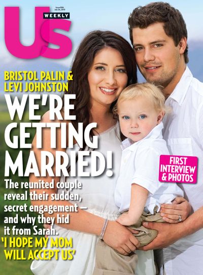 In this magazine cover image released by Us Weekly, Bristol Palin, daughter of 2008 Republican vice-presidential candidate and former Alaska Gov. Sarah Palin, poses with Levi Johnston and their son Tripp on the cover of the July 26, 2010 issue of 
