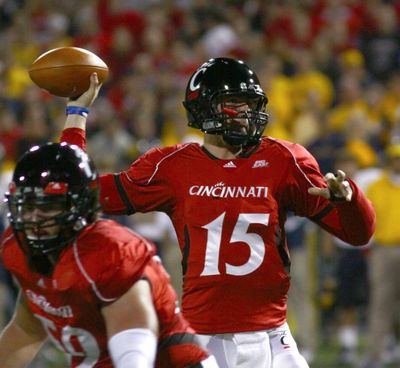 Tony Pike, who is recovering from an arm injury, threw two touchdown passes in a cameo appearance for No. 5 Cincinnati. (Associated Press)