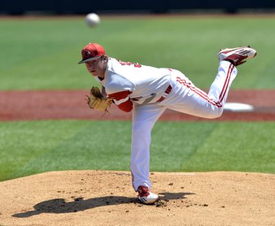 In this June 11, 2016, file photo, Louisville pitcher Brendan McKay throws against UC Santa Barbara during an NCAA college baseball tournament super regional game in Louisville Ky. Pitchers Brendan McKay of Louisville, Sean Hjelle of Kentucky could send their schools to the CWS. (Timothy D. Easley / Associated Press)