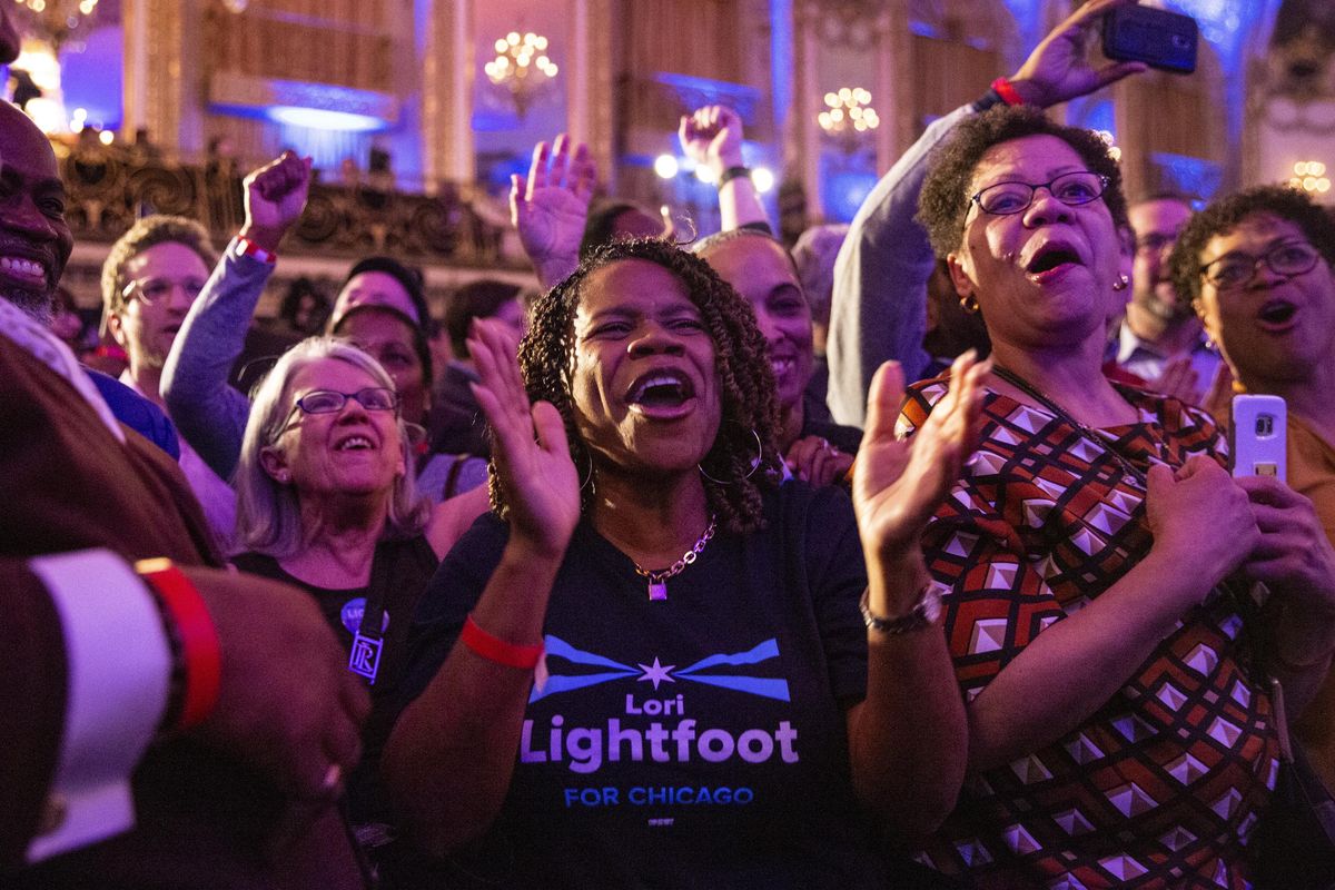Supporters at mayoral candidate Lori Lightfoot