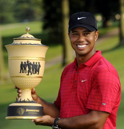 Tiger Woods has now won the Bridgestone Invitational seven times in 10 starts.  (Associated Press / The Spokesman-Review)