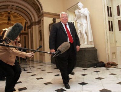 
Outgoing House Speaker Dennis Hastert walks to his office on Capitol Hill in Washington on Friday. 
 (Associated Press / The Spokesman-Review)