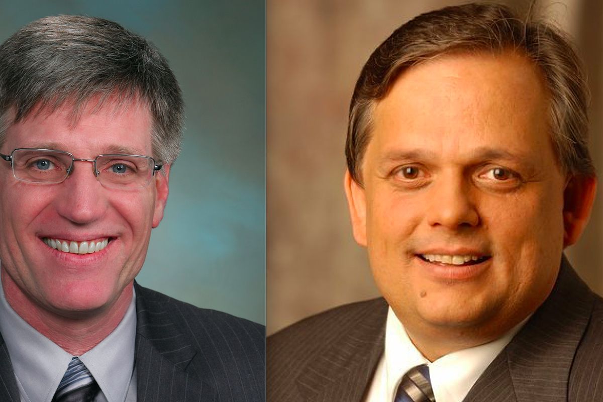 Incumbent Democrat state Rep. Timm Orsmby, left, faces former Spokane City Councilman Bob Apple, a Republican, in the November 2020 election in the race for state House position 2 representing Washington