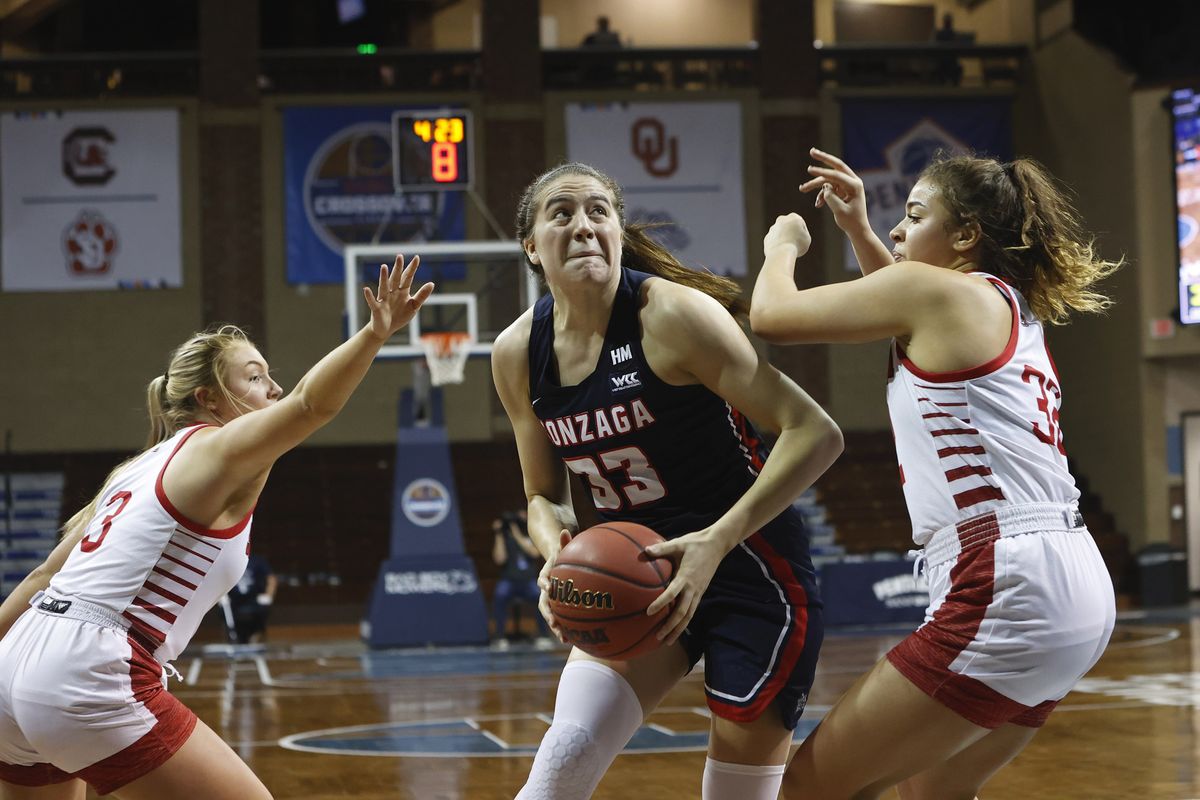 Gonzaga’s Melody Kempton looks to score against South Dakota during the Bulldogs’ 54-50 win at the Bad Boy Mowers Crossover Classic in Sioux Falls, S.D., on Nov. 30. (Courtesy of Richard Carlson/Inertia)