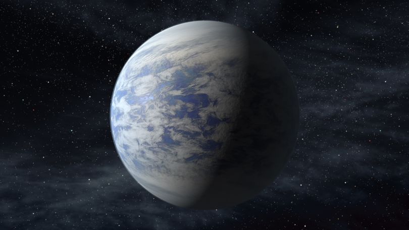 This artist’s rendition provided by NASA shows Kepler-69c, a super-Earth-size planet in the habitable zone of a star like our sun, located about 2,700 light-years from Earth in the constellation Cygnus. (Associated Press)