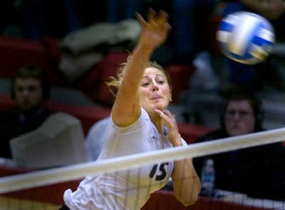 
Julie Marsh and the Whitworth Pirates are one win away from a trip to Salem, Va., for the NCAA Division III volleyball championships. The Pirates beat Linfield 3-1 Friday night. 
 (Christopher Anderson/ / The Spokesman-Review)