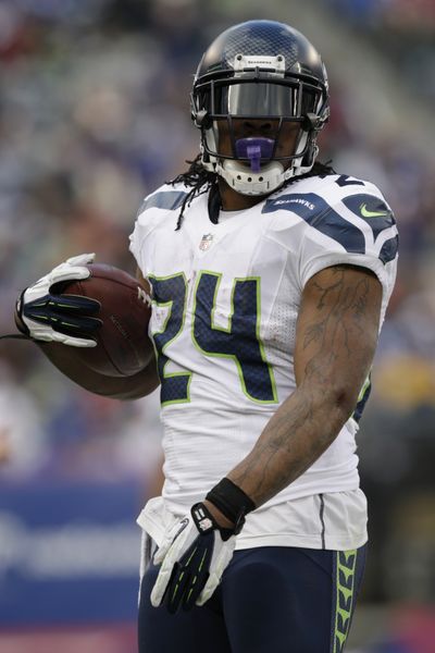 Seahawks running back Marshawn Lynch will miss MNF game against Lions after an MRI revealed additional problems with a hamstring. (Associated Press)