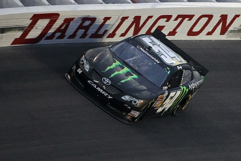 Kyle Busch, driver of the #54 Monster Energy Toyota, races during the NASCAR Nationwide Series VFW Sport Clips Help A Hero 200 at Darlington Raceway on May 10, 2013 in Darlington, South Carolina. (Photo by Todd Warshaw/Getty Images) (Todd Warshaw / Getty Images North America)