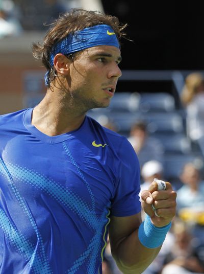 Rafael Nadal beat Gilles Muller in straight sets Thursday to advance at the U.S. Open tennis tournament in New York. (Associated Press)