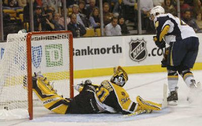 
 Sabres' Thomas Vanek scores to help keep his team unbeaten. 
 (Associated Press / The Spokesman-Review)