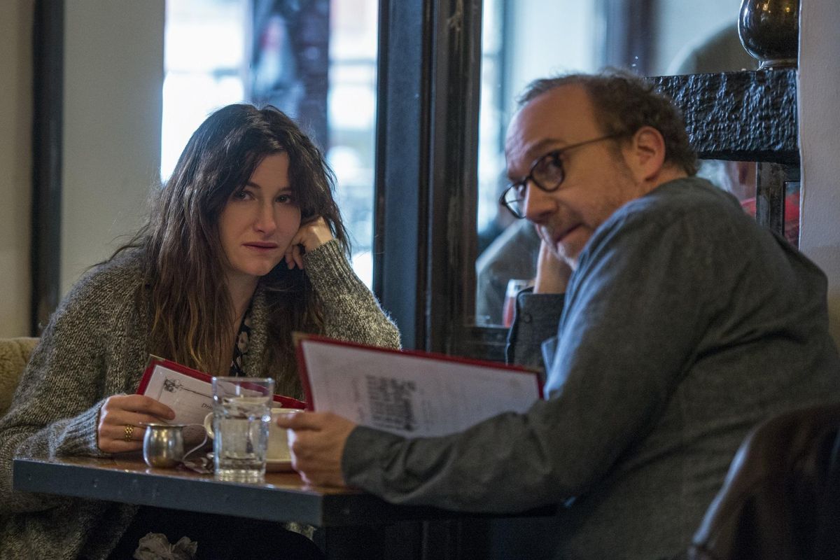 Kathryn Hahn and Paul Giamatti co-star as a couple attempting to have a child in “Private Life.” (Jojo Whilden / Netflix)