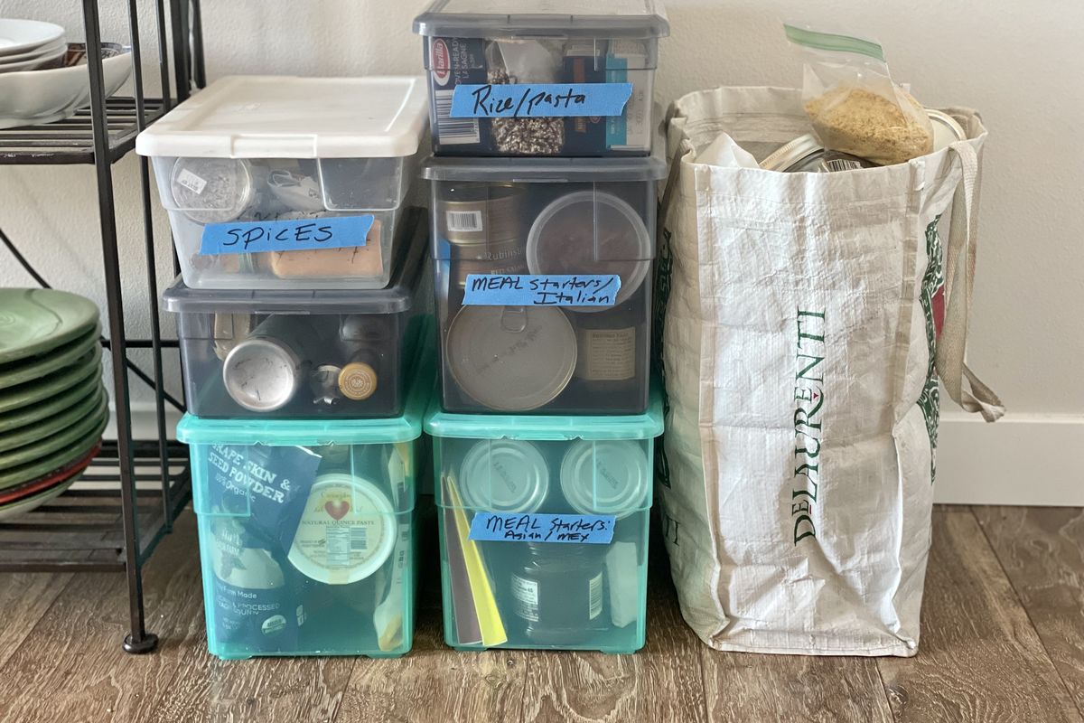 Before hitting the road, pantry supplies are organized. (Leslie Kelly)