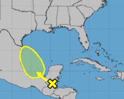 A tropical disturbance near Belize is expected to move across Central America then emerge over the Gulf of Mexico, where it could bring rain as far north as drought-stricken Texas.    (National Hurricane Center/National Hurricane Center/TNS)