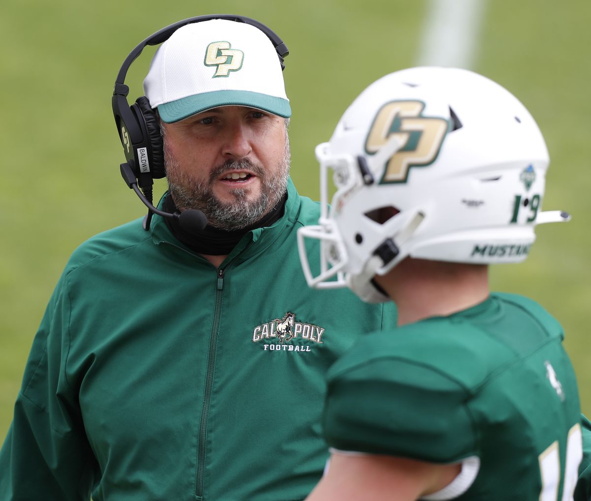 Coach Beau Baldwin and his Cal Poly Mustangs are off to an 0-2 start. Baldwin, the former Eastern Washington coach, arrived to Cal Poly after spending three seasons as offensive coordinator at Cal.  (Courtesy of Owen Main/Cal Poly athletics)