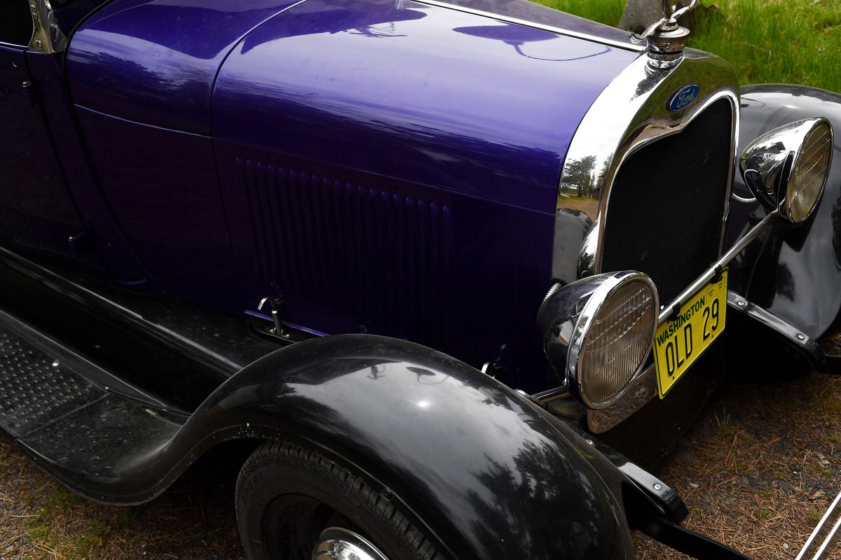 Curt Hanson’s Ford Model A sits in his driveway on Monday, May 2, 2022, at his home in Spokane, Wash.  (Tyler Tjomsland/The Spokesman-Review)