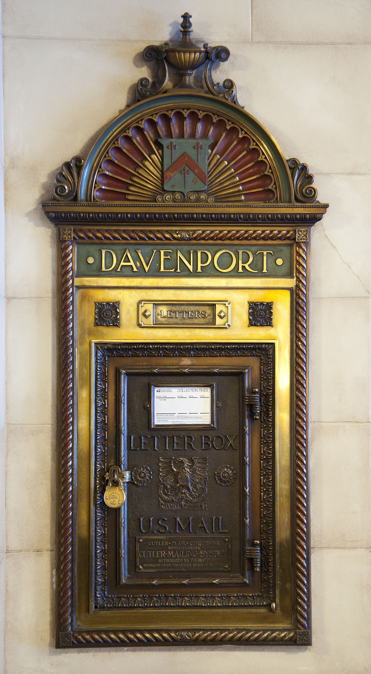 The Davenport’s mailbox, vintage 1914, is just inside the hotel’s north entrance.