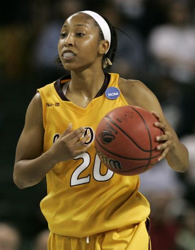 Lewis and Clark High School product Briann January scored 22 points Sunday to lead Arizona State into an Elite Eight matchup against undefeated Connecticut.  (Associated Press / The Spokesman-Review)