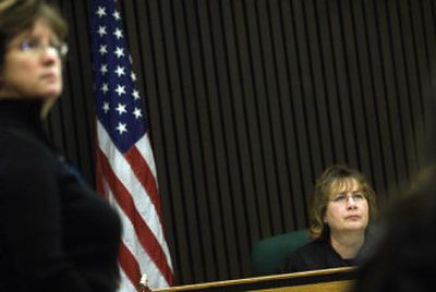 
 Virginia Rockwood, court commissioner, presides over the therapeutic mental health court in Spokane.
 (Jed Conklin / The Spokesman-Review)