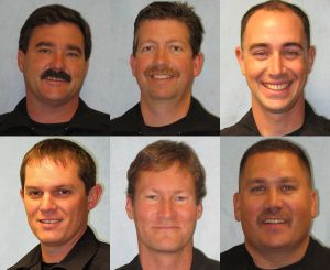 From upper left, Spokane police Officers Dan Cole, Bill Hager, Kyle Heuett, Mike McNab, Bruce Palmer and Doug Strosahl. (Courtesy of Spokane Police Department)