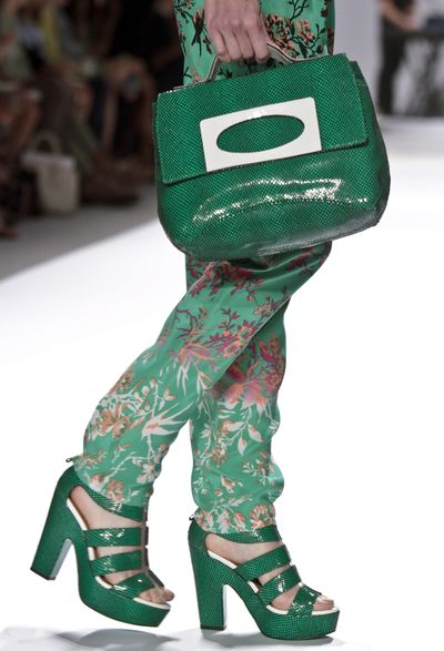 The shade of emerald green is seen in a Spring 2013 collection. (Associated Press)