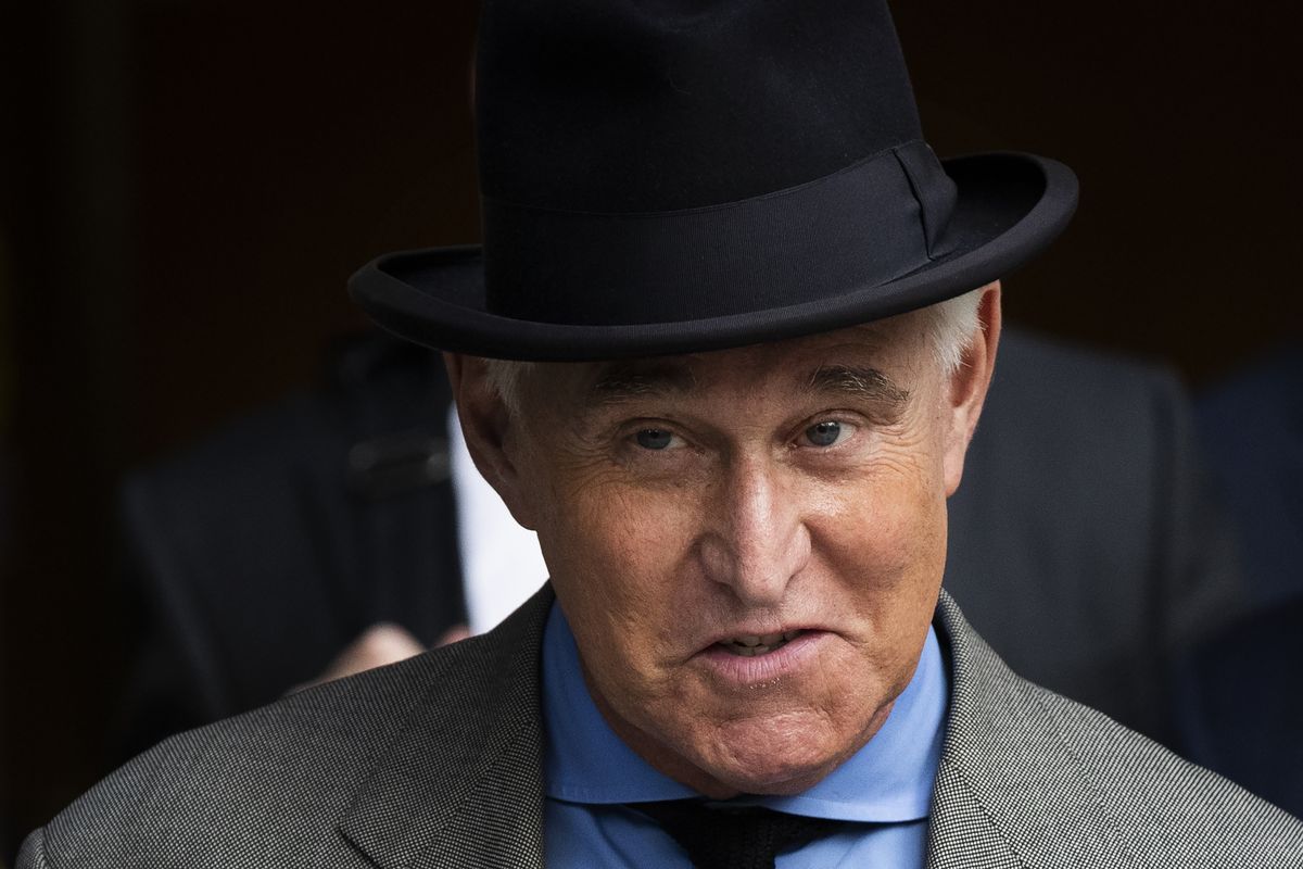 FILE - In this Nov. 12, 2019, file photo Roger Stone leaves federal court in Washington. A federal judge is giving Stone, a longtime ally and confidant of President Donald Trump, an additional two weeks before he must report to serve his federal prison sentence.  (Manuel Balce Ceneta)