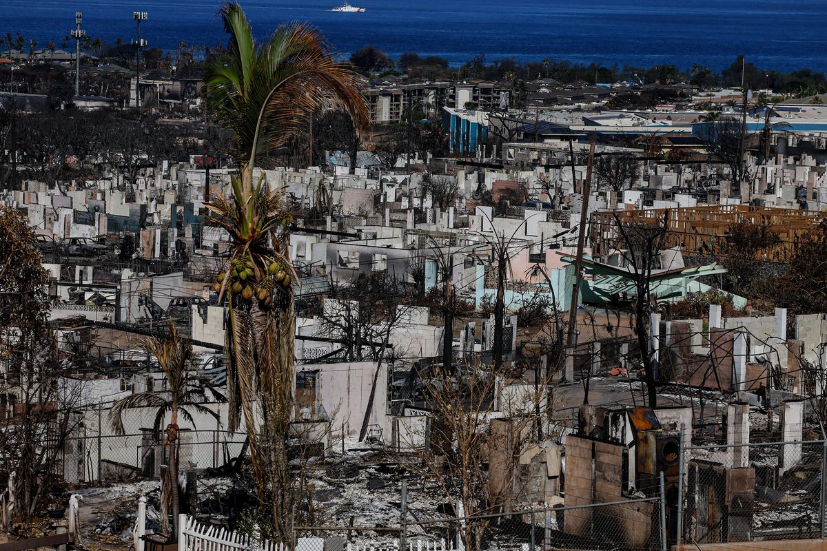 Homes and businesses in Lahaina on the Hawaiian island of Maui lie in ruins after last week’s devastating wildfire.  (Robert Gauthier/Los Angeles Times/TNS)
