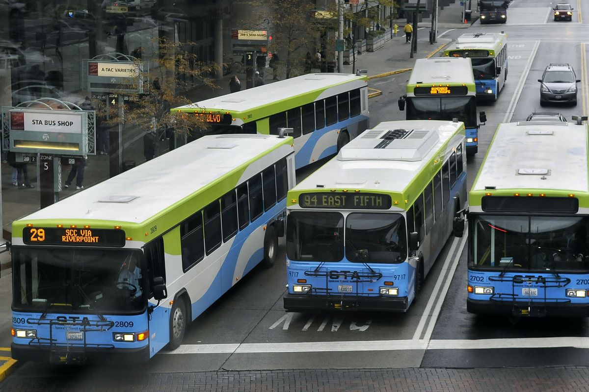 STA buses depart from the STA Plaza on Riverside Avenue. STA plans to make modifications at the Plaza to make transfers more efficient.danp@spokesman.com (Dan Pelle)