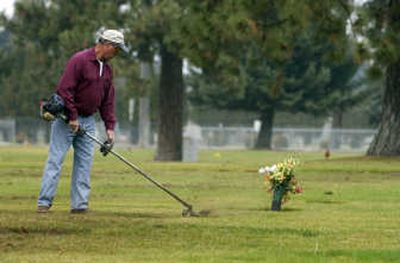 
James Pulver is the last of the Pulver family currently employed as a caretaker at Pines Cemetery. He has been employed full time since 1975. 
 (J. BART RAYNIAK photos / The Spokesman-Review)